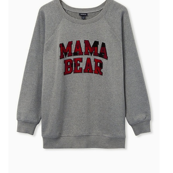 Mama Bear Heather Gray Fleece Pullover Sweater - Picture 3 of 4